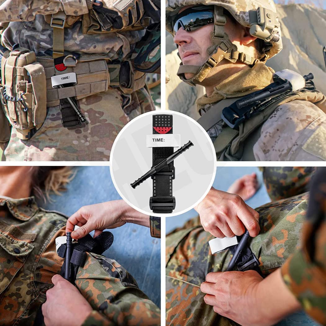 Torniquete de emergencia para primeros auxilios, operación con una sola mano para control de hemorragias en situaciones tácticas al aire libre