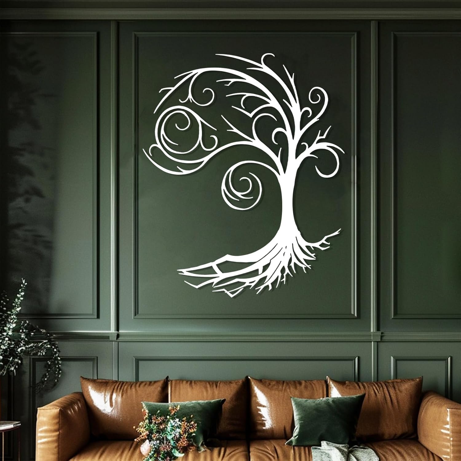 vinwipe Tree of Life Metal Wall Art, Large Tree of Life Wall Decor, Metal Trees Silhouette Wall Art, Trees Wall Hanging for Outdoor, Living Room, Outdoor, Bathroom, Farmhouse (White, 24"x20"/60x50cm)