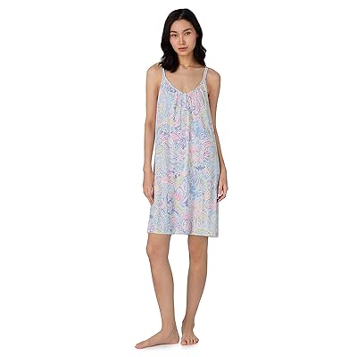 Lauren Ralph Lauren Double Strap Button V neck Gown Women