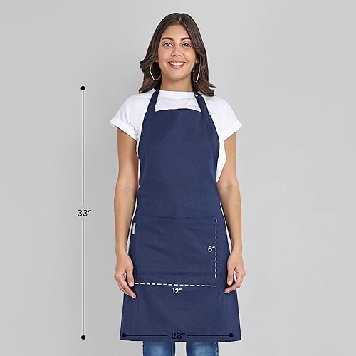 Miniatura 10 de Mellow Buff Chef Apron, Recycled Cotton Kitchen Apron with an Adjustable Neck with Long Ties, for cooking, baking