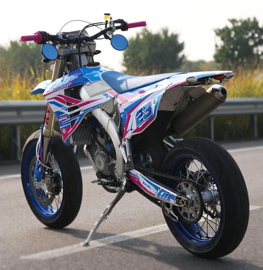 Portatarga Pieghevole per TM dal 2021 al 2025 (Compresi) Motard Enduro Moto con Attacco per Faretto Originale