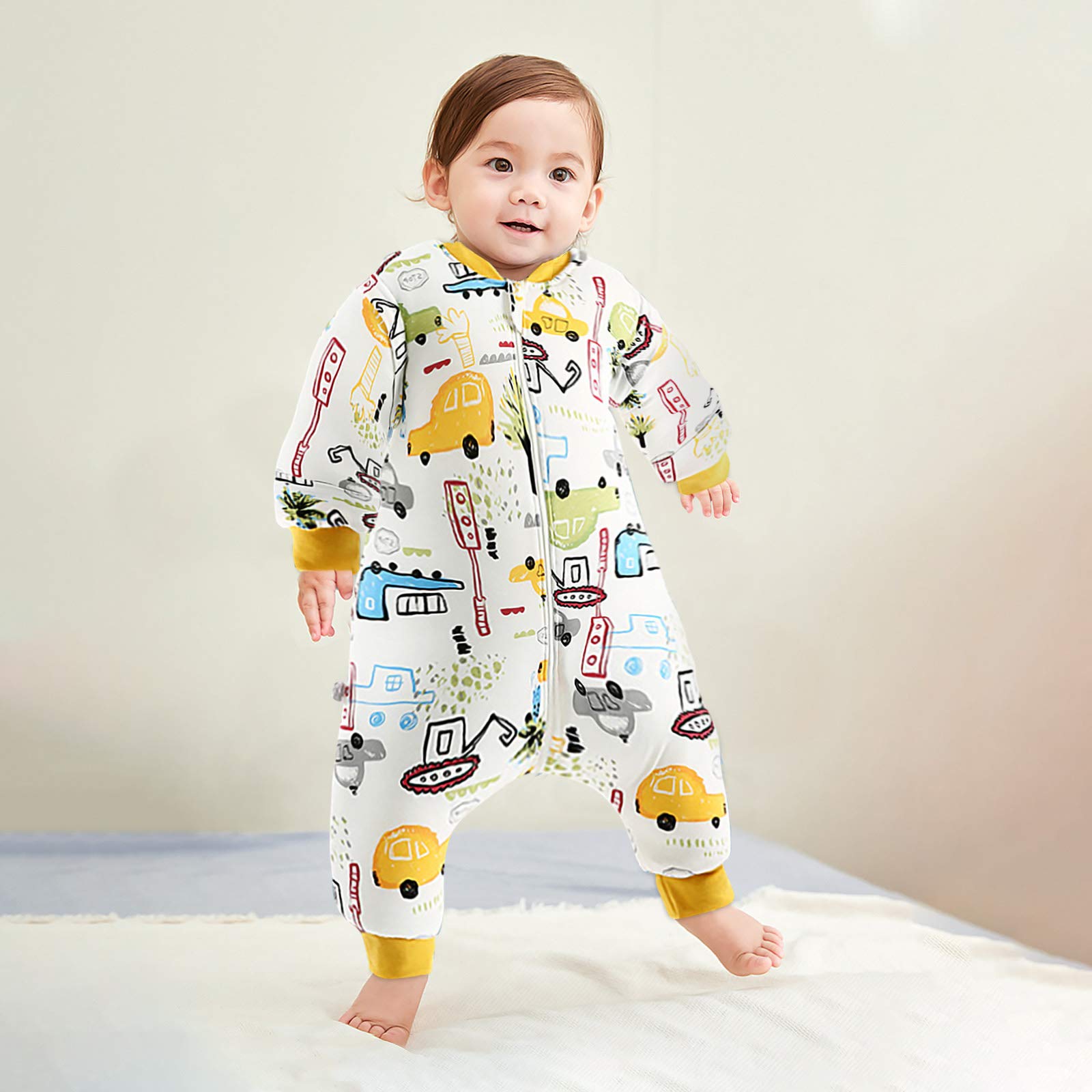 SONARIN Sacco Nanna Imbottito per Neonati con Maniche Lunche Asportabile,Magro,2.5 Tog Sacco a Pelo Invernale Autunnale in Cotone,Varie dimensioni da 6 mesi a 6 anni