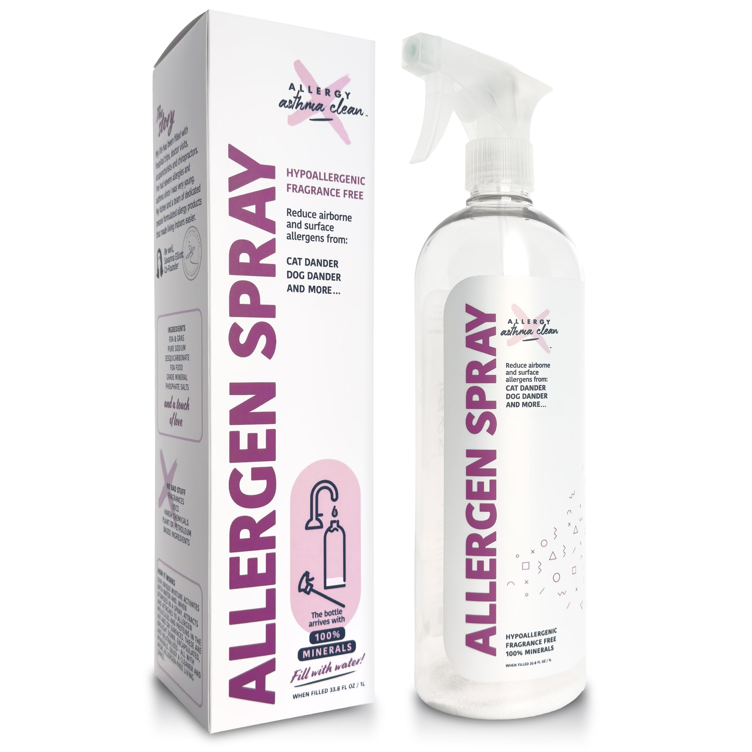 Allergen Spray, Pets, Dust Allergies & More, Air & Surface, Just Add Water, Bottle, Over 33oz