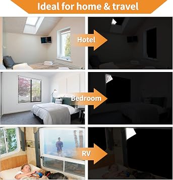 BRO Blackout Blind 300 x 150 CM Temporary Blackout Blinds Stick on, No Drill Blinds for Windows Portable Black Out Blinds with Scissors Cut to Any Size, for Bedroom Baby Sleep
