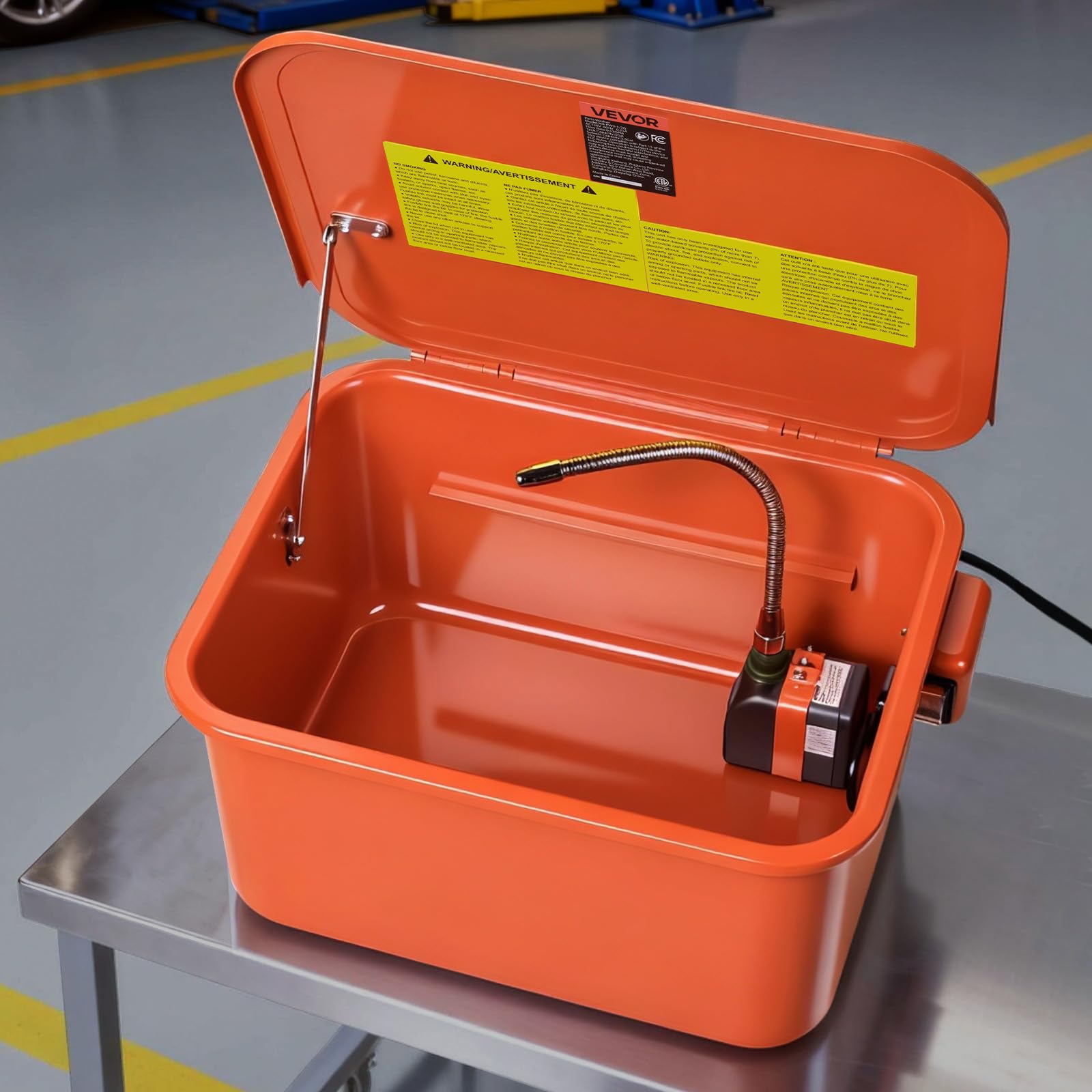 VEVOR Lavadora de Piezas para Taller 19 L, Capacidad de Disolvente de 13 L, Caudal de Salida de 1,5 L/min, Mesa de Limpieza de Dispositivo con Bomba Eléctrica para Cojinetes de Ruedas, Engranajes