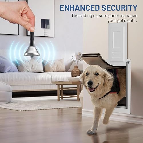 Miniatura 8 de Puerta de pared para mascotas mejorada 2.0 con cerradura de aluminio segura, marco de acero y túnel telescópico, doble solapa de silicona para