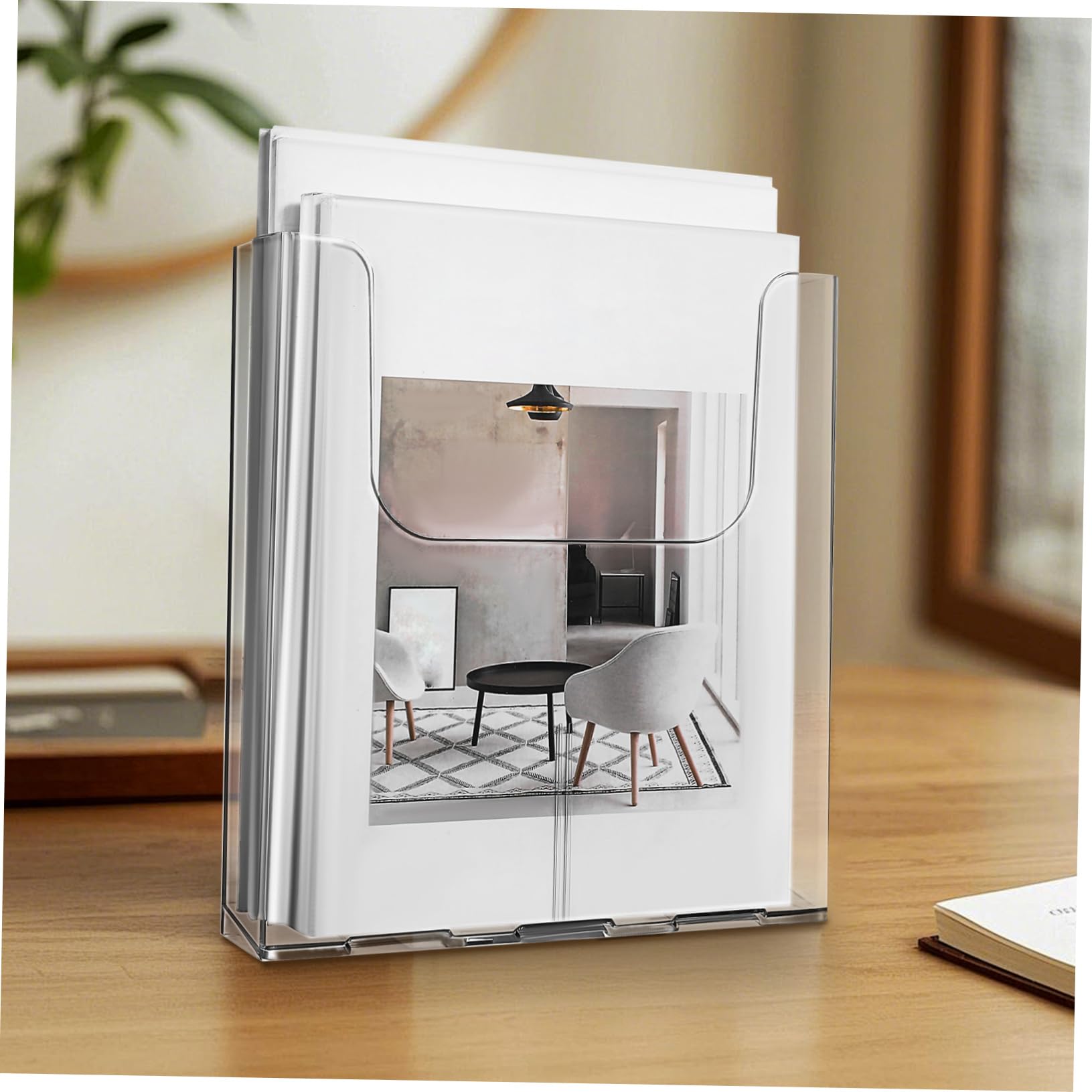 Soporte Fácil Acrílico Folletos Pared de Transparente Instalación Tamaño A4 de 4 Resistente Deformación Juego Piezas y Oficina Hogar