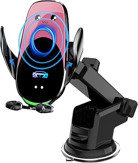 Wireless Car Charger Mount, 15W Qi Fast Charging Auto-Clamping Cell Phone Car Holder Air Vent Windshield Dashboard Long Arm Suction Cup Car Phone Mount