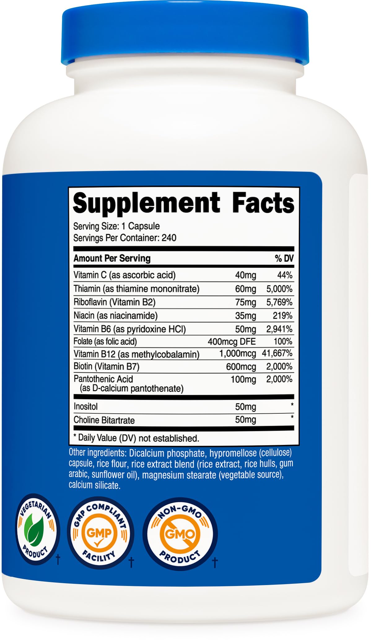 Nutricost Vitamin B Complex 462mg, 240 Capsules, with Vitamin C — Amazon image 5