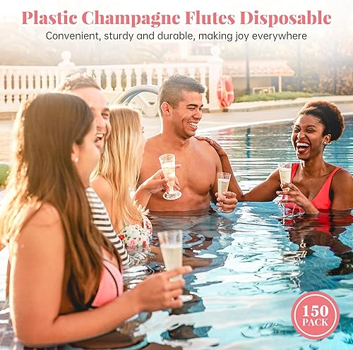 Miniatura 38 de SUREHOME - Copas de champán de plástico desechables transparentes, copas acrílicas de 5.5 oz para brindis de bodas, baby shower, fiesta