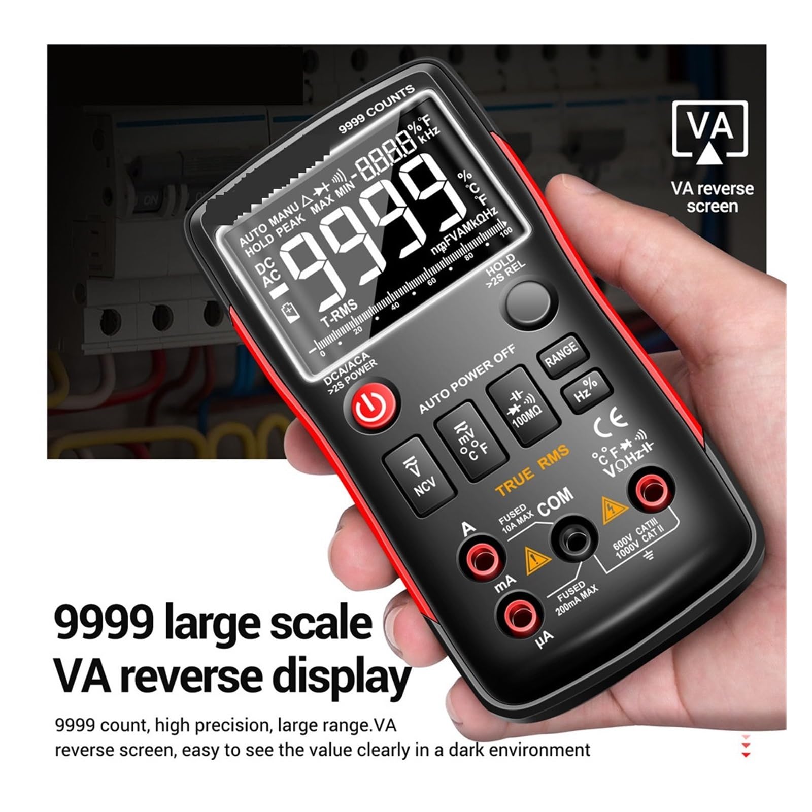 ANENG Q1 Cyfrowy multimetr 9999 Analogowy tester True RMS Profesjonalny multimetr DIY Tranzystor Kondensator Testery NCV Miernik LCR Precyzyjny i szybki(Q1 Red)