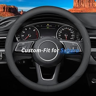 Deer Route for Subaru Steering Wheel Cover, Premium Leather Car Steering Wheel Cover with Logo, Non-Slip, Breathable, for Subaru Accessories (B-Style,for Subaru)