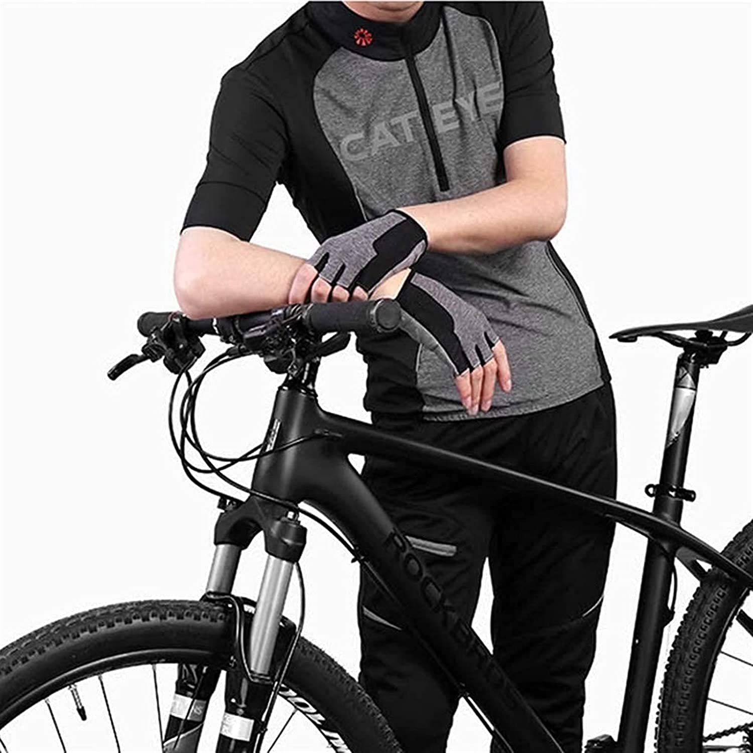 Rękawiczki rowerowe pół palca rękawice gimnastyczne trening rękawice sportowe rękawice rowerowe rękawice rowerowe rękawice rowerowe rękawice rowerowe dla mężczyzn kobiet z amortyzującą podkładką, dodatkowy uchwyt, elastyczne i wygodne dopasowanie, lekka w