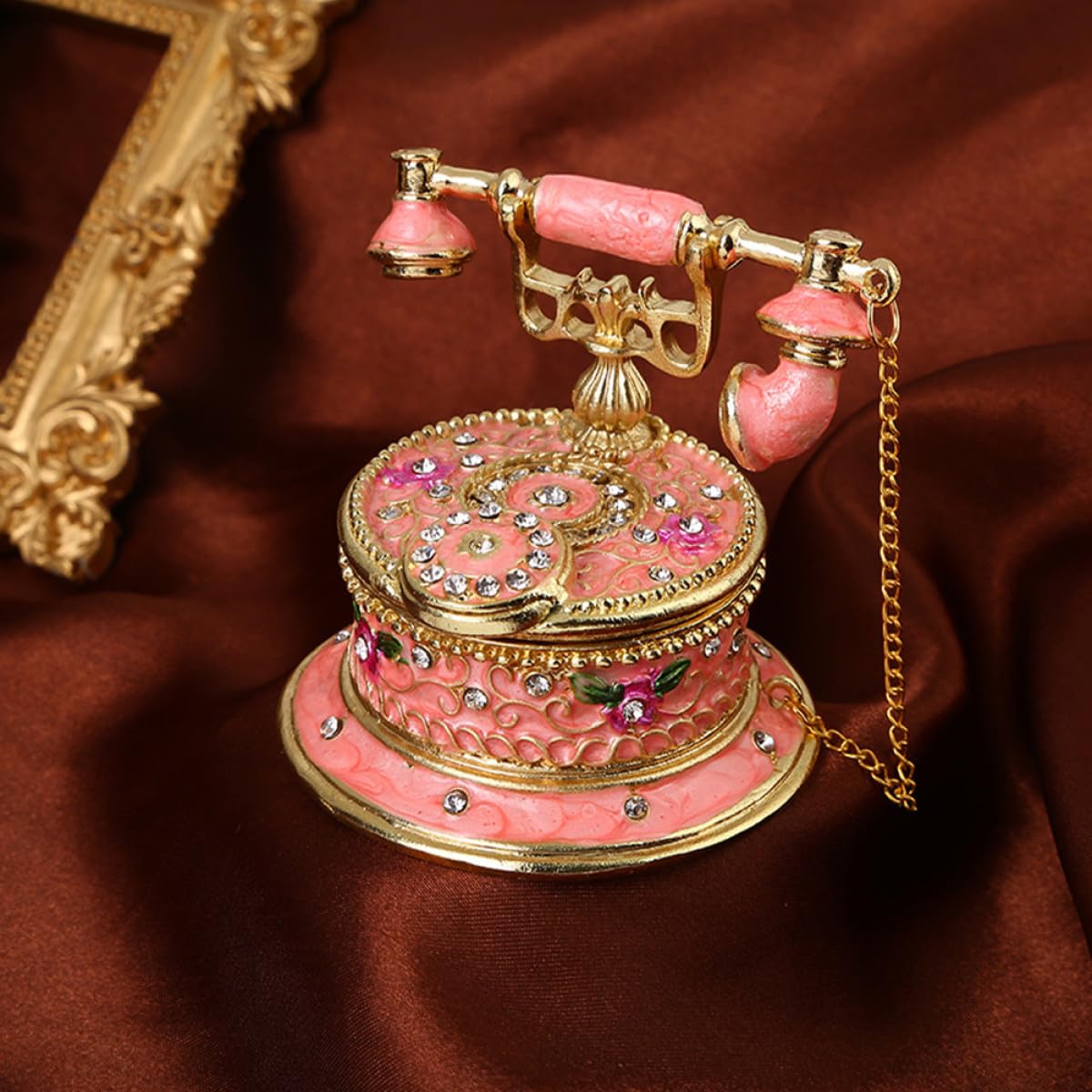 Schmuckkästchen Vintage in Telefonform aus Legierung mit Kreativem Design Dekorative Aufbewahrungsbox zur Schmuckaufbewahrung an Valentinstag und Muttertag