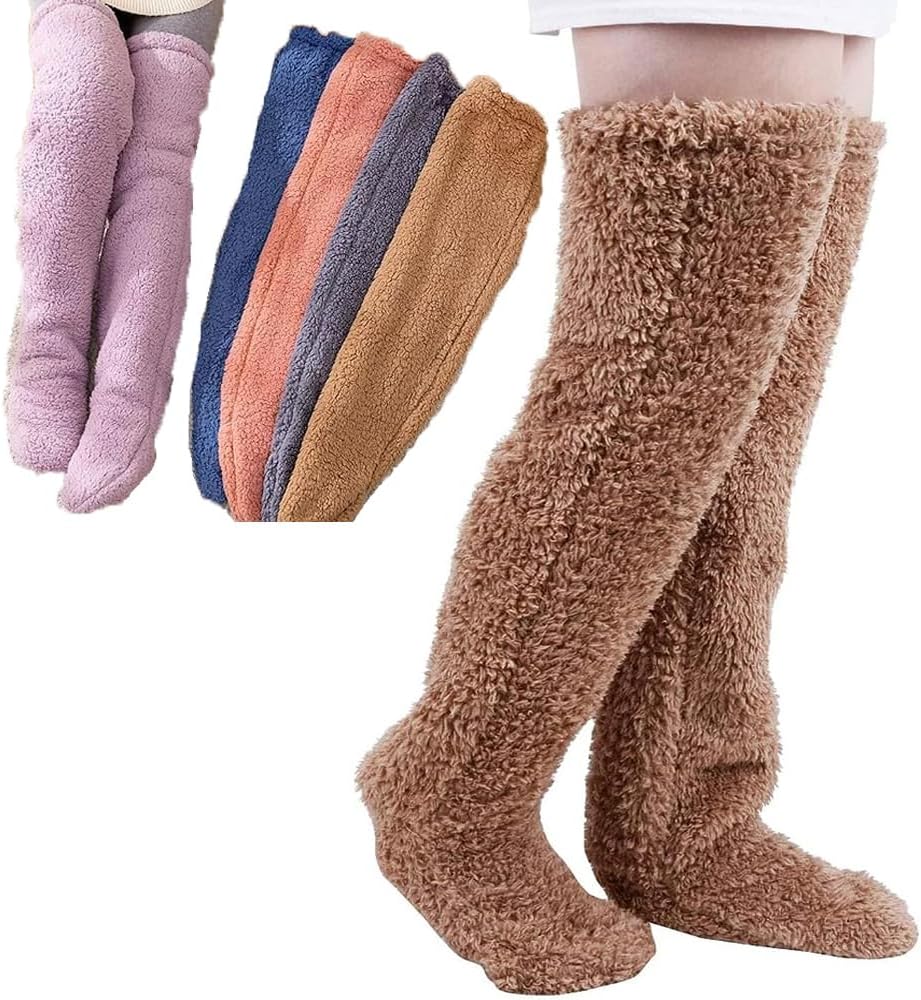 CHENTIAN 2023 Snuggs Cozy Socks, Fuzzy Thigh High Socks, Fuzzy Legs Socks, Snuggle Paws Thigh High Socks