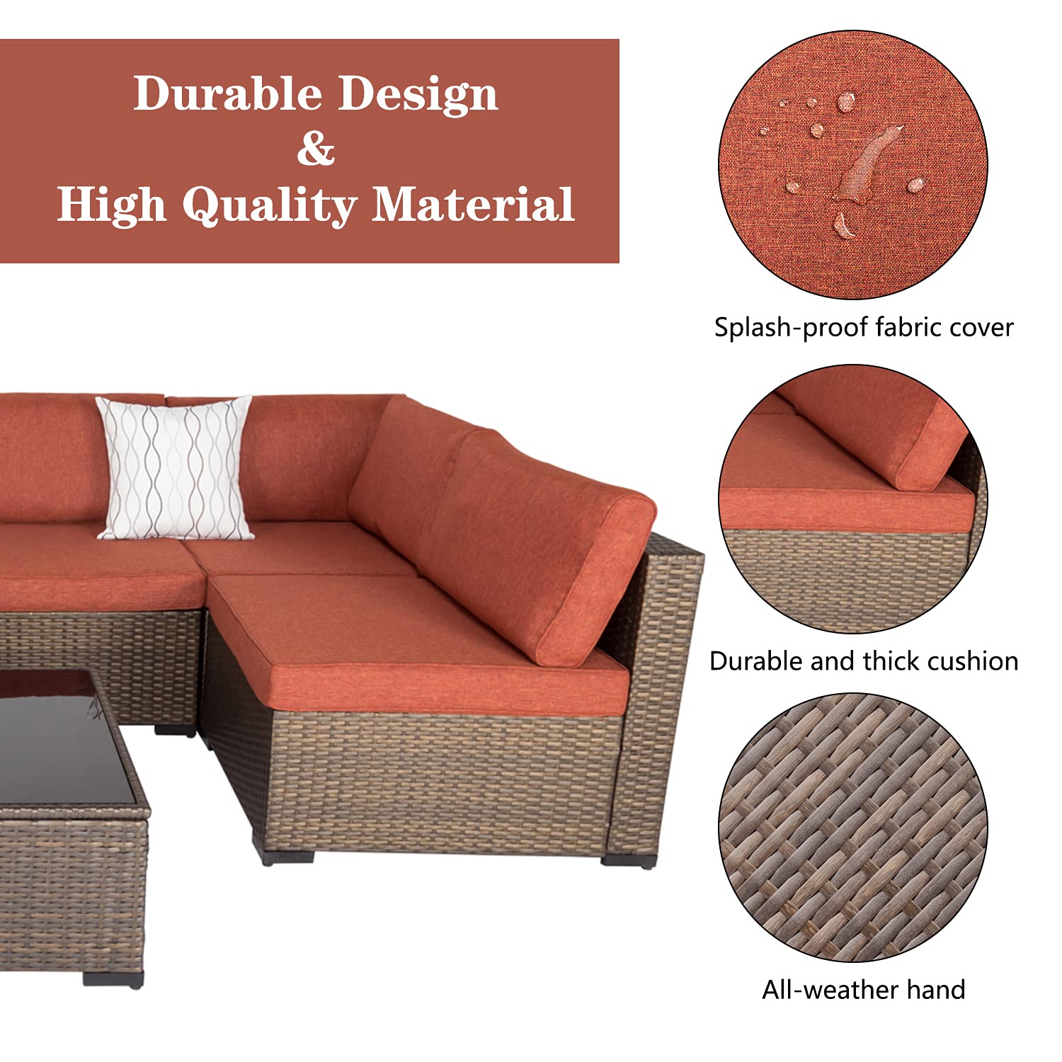 Buy Kinsunny 7 PCs Outdoor Sectional Sofa Patio Furniture Sets Wicker