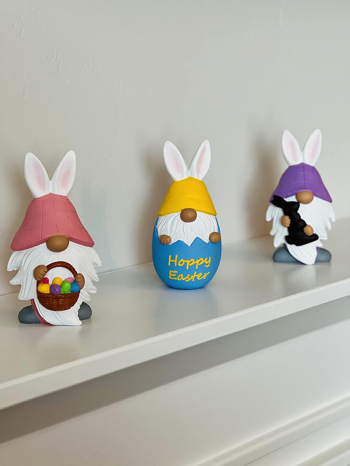 Madanar Easter Resin Gnomes for Tiered Tray Shelf Decorations - Chocolate Bunny, Egg, Basket (Easter)