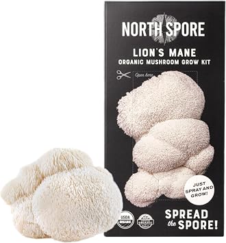 North Spore Organic Lion's Mane Mushroom Spray & Grow Kit (4 lbs) | USDA-Certified Organic, Non-GMO, Beginner-Friendly & Easy to Use | Handmade in Maine, USA