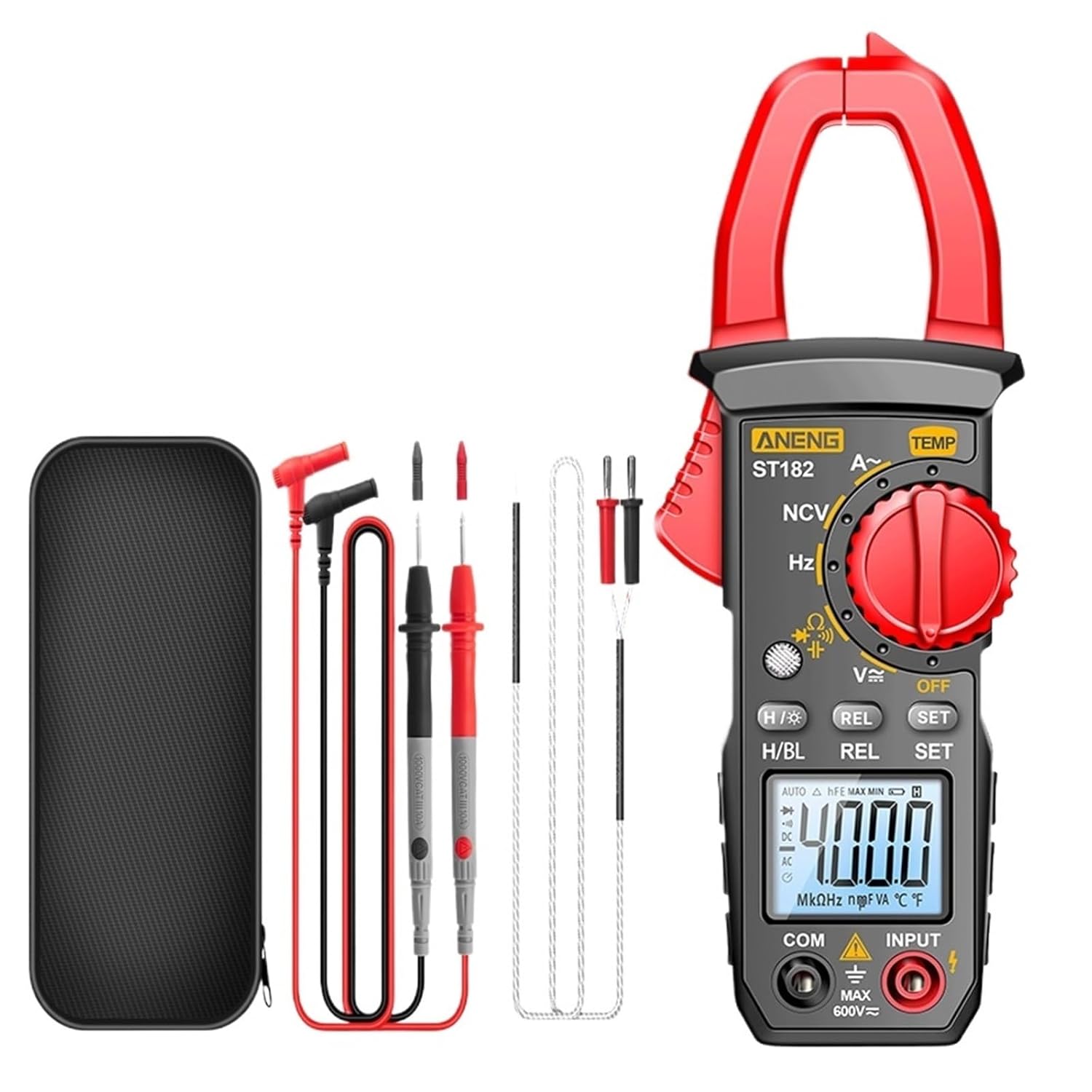 ST182 Digital Clamp Meter AC Current Multimeter DC/AC Voltage Ammeter Voltages Tester Amp Hz Capacitance NCV Ohm Test