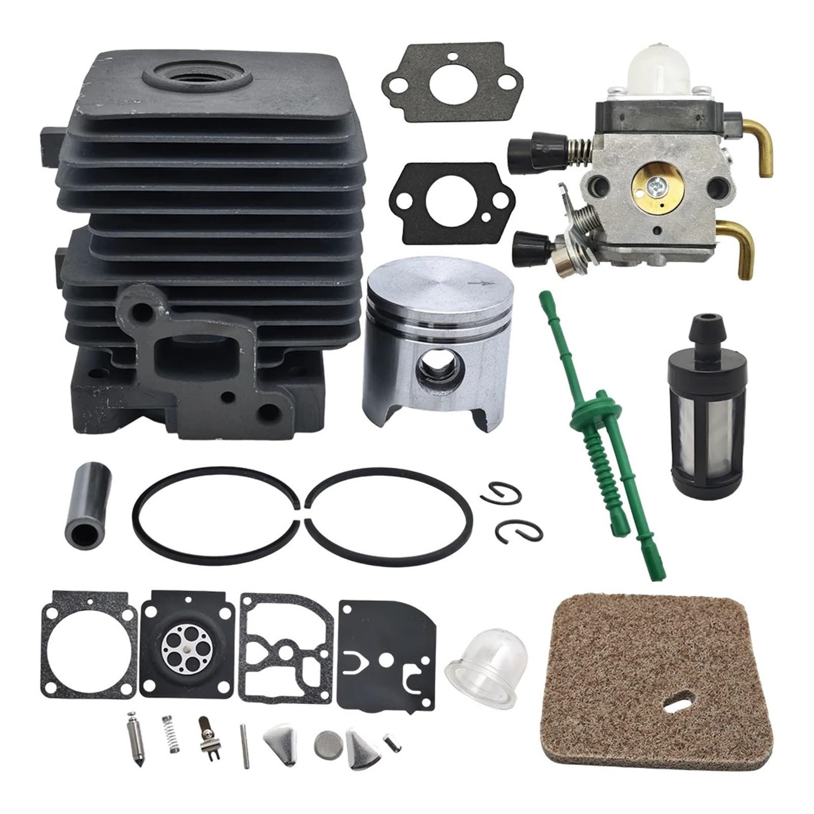 Dingmao Kit de reparación de línea de filtro de combustible y aire de carburador de pistón de cilindro de 34mm apto for recortadora Sthil FS55 FS45 FS38 4140 020 1202