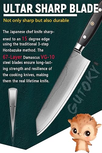 Miniatura 10 de Cuchillo japonés de Damasco de 8 pulgadas  VG-10 japonés VG-10 67 capas cuchillo de chef de Damasco  Cuchillo de cocina profesional de palisandro