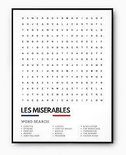 Les Miserables Musical Movie Wordsearch Art Print | A3 A4 Framed or Unframed - Perfect Gift Idea (A4, Unframed)