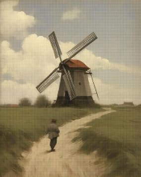 CISDKK Modern x-Stitch Pattern,Counted Cross Stitch kit,Vintage Windmill,Country Landscape,Farmhouse Decor,Dutch Holland Inspired,Nursery Art,11CT,17.33 * 17.33 inch