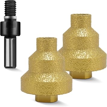 2Pcs Diamond Step Drill Bit, 20mm 35mm 50mm Diamond Core Drill Bit Diamond Hole Opener Puncher Round Hole Cone Grinder Bit for Marble Stone Tile Concrete Granite Quartzite, M10 Thread