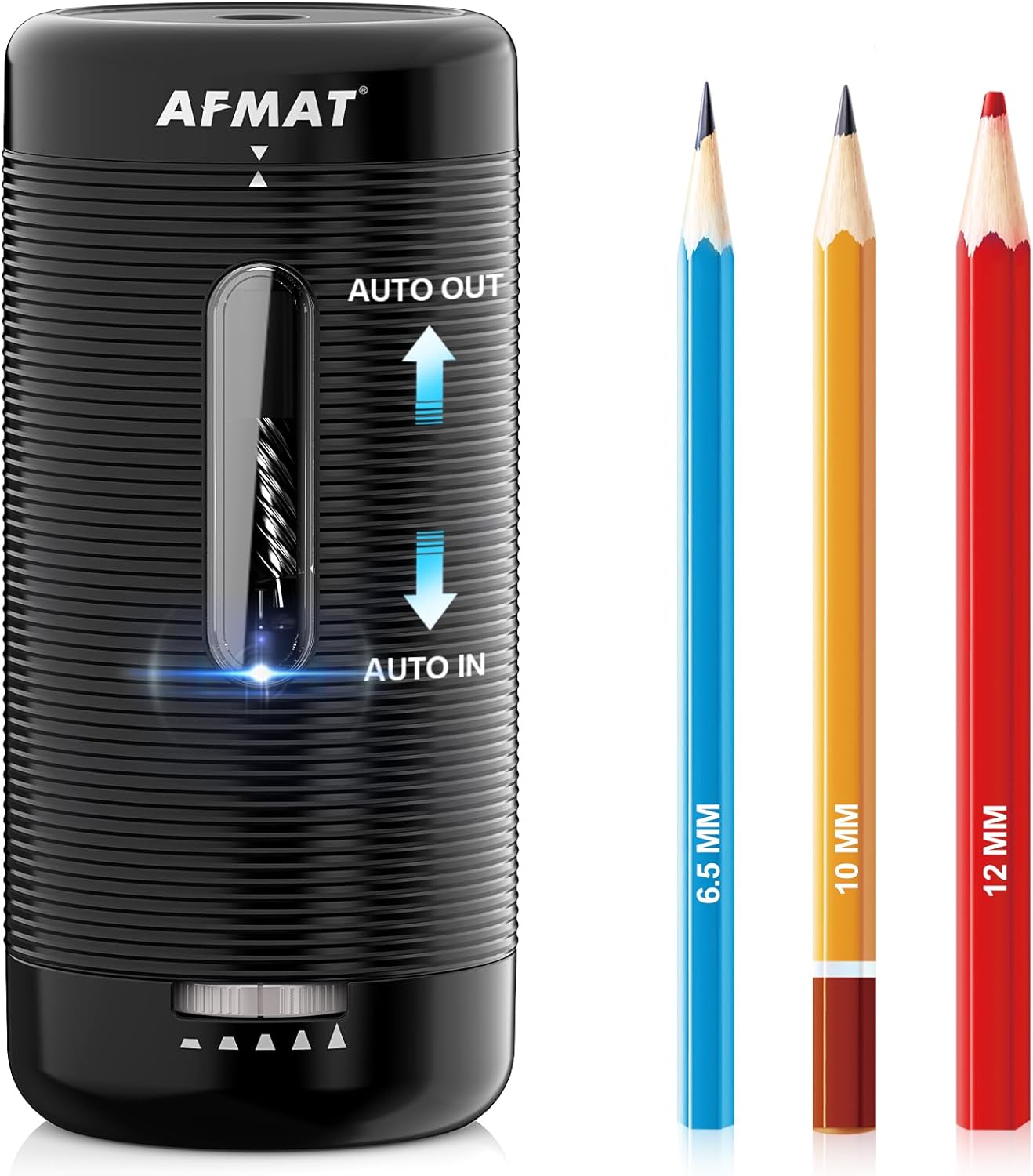 AFMAT Electric Pencil Sharpener, Fully Automatic Pencil Sharpener, Auto in & Out, Rechargeable Hands-Free Sharpeners for Jumbo & Colored Pencils (6.5-12mm), Portable for Home/Classroom/Office PSC2