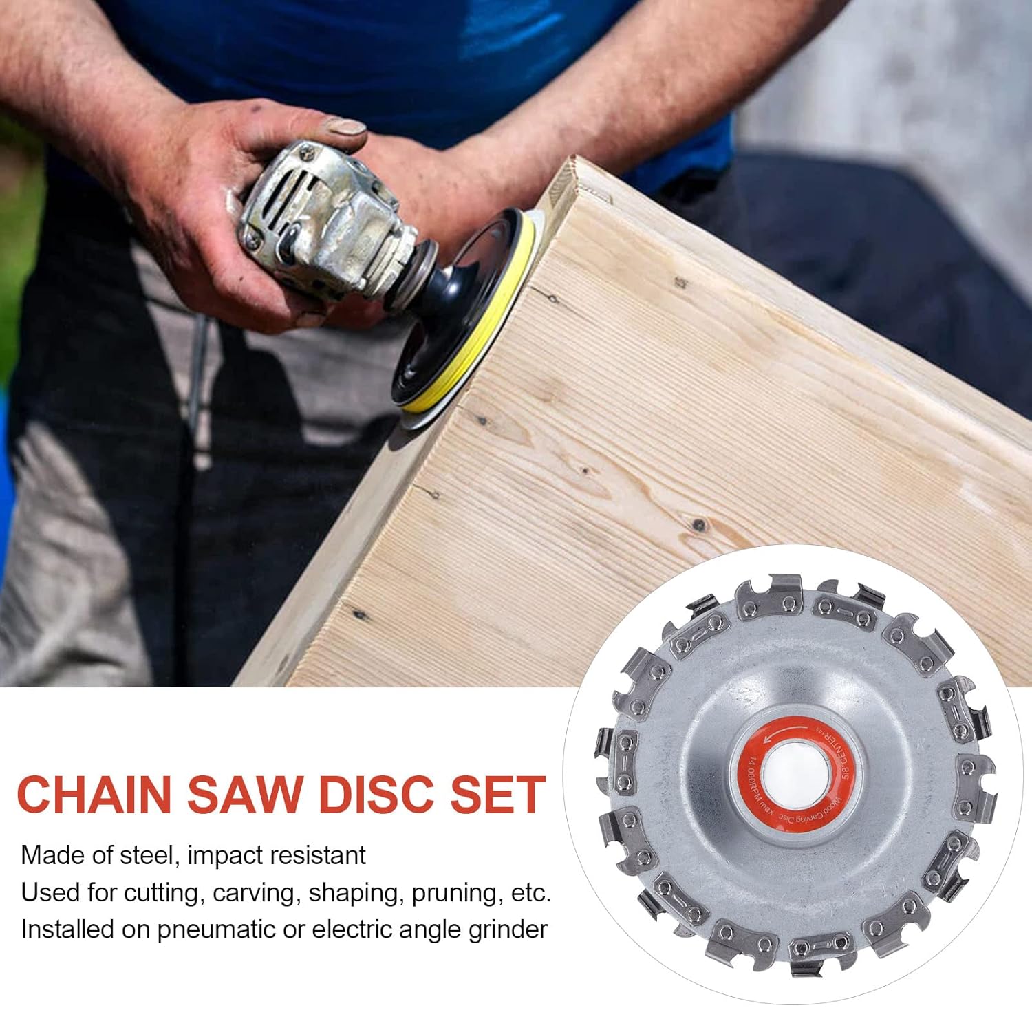 Stump Grinder, 5 Pieces Wood Carving Chain Disc Saw Blade Grinder Wood Carving Disc for Angle Grinder Grinding Shaping Attachment Circular Chainsaw Wheel