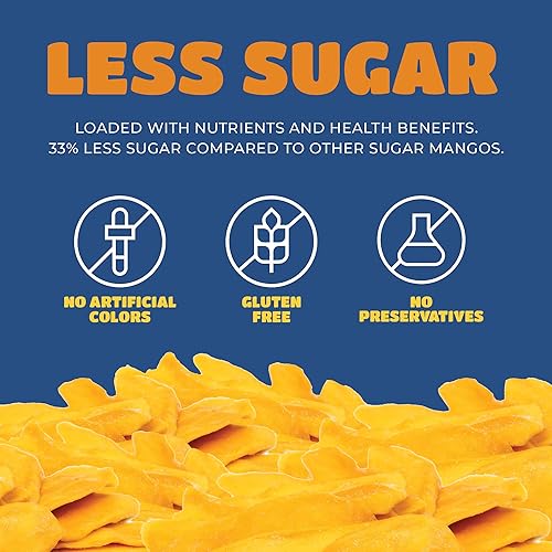 Vista 10 de Dried Mango Slices - Delicious Texture Soft & Juicy Low Sugar Added Dried Mango - Naturally Ripened Mangos Dried Fruits - Gluten Free Dry Mangoes
