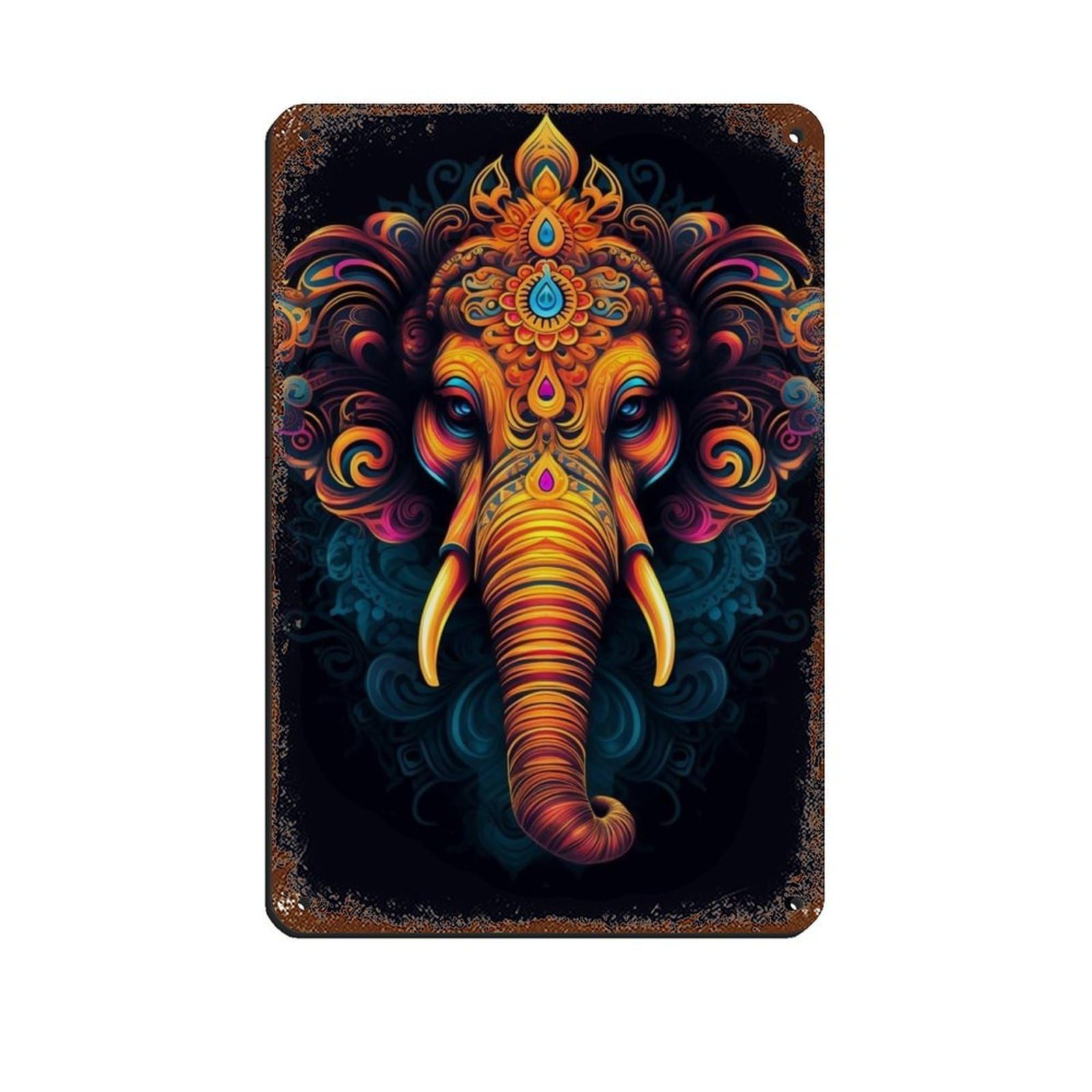 Colorful Ganesh Art, Ganesh Art (2) Retro Poster Metal Tin Sign Chic Art Retro Iron Painting Bar People Cave Cafe Family Garage Poster Wall Decoration 8x12inch(20x30cm)