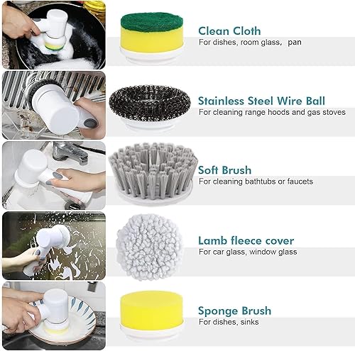 Miniatura 3 de Limpiador eléctrico giratorio  Limpiador de ducha, limpiador de baño eléctrico, para limpiar bañera, piso, azulejos, ventana, fregadero, limpieza de