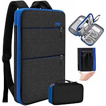 ZINZ Travel Laptop Backpack with Small Case for 15-16 inch Notebooks, Slim & Expandable Computer Bag for College Business Commute for Men and Women,Black-Blue