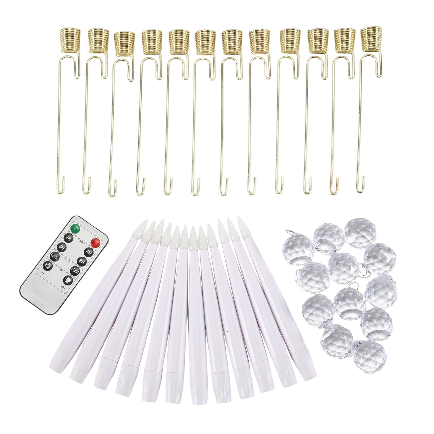 Velas LED de 15,24 cm sin llama con control remoto y candelabros de cristal