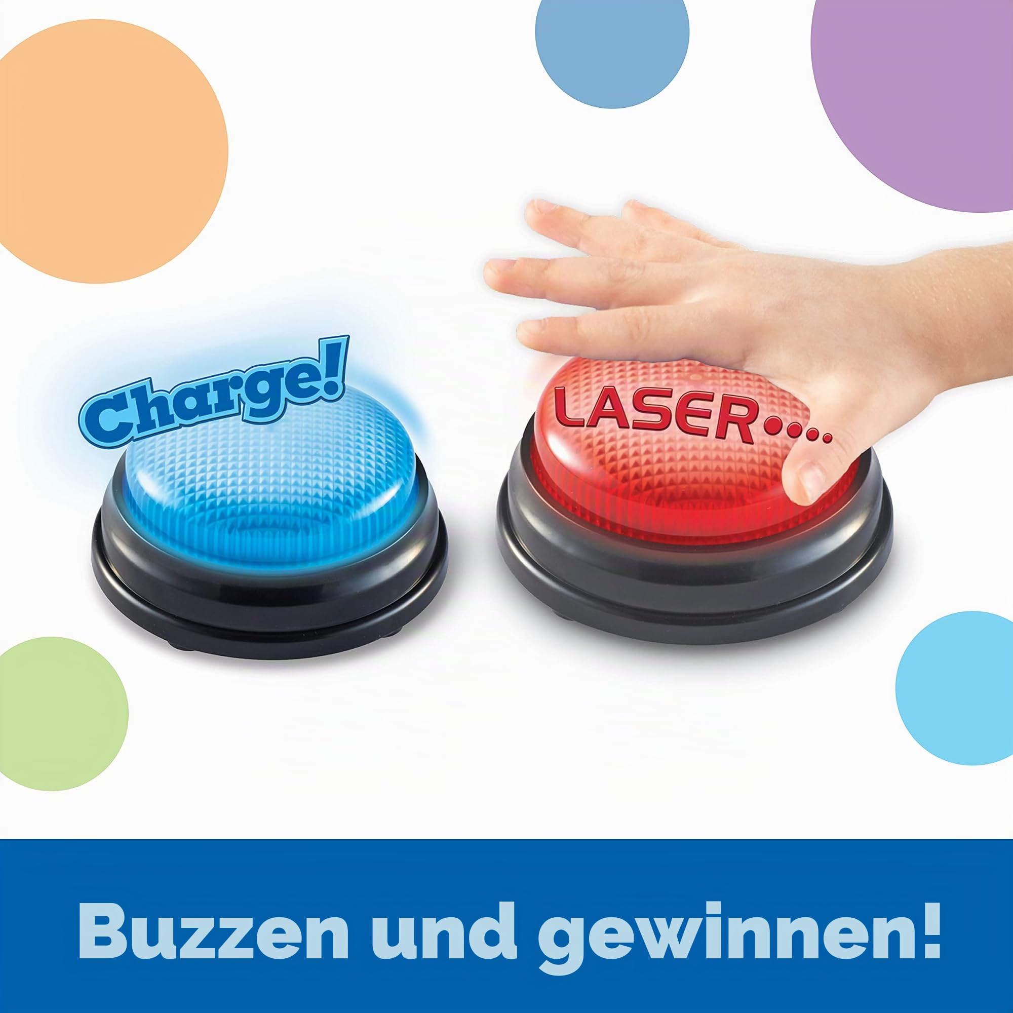 Learning Resources Antwort-Buzzer Set für Kinder, ab 3 Jahren, 8 Quiz-Buzzer mit 2 Geräuschen, rot & blau, fördert Teamarbeit & soziale Fähigkeiten, ideal für Schule & Zuhause