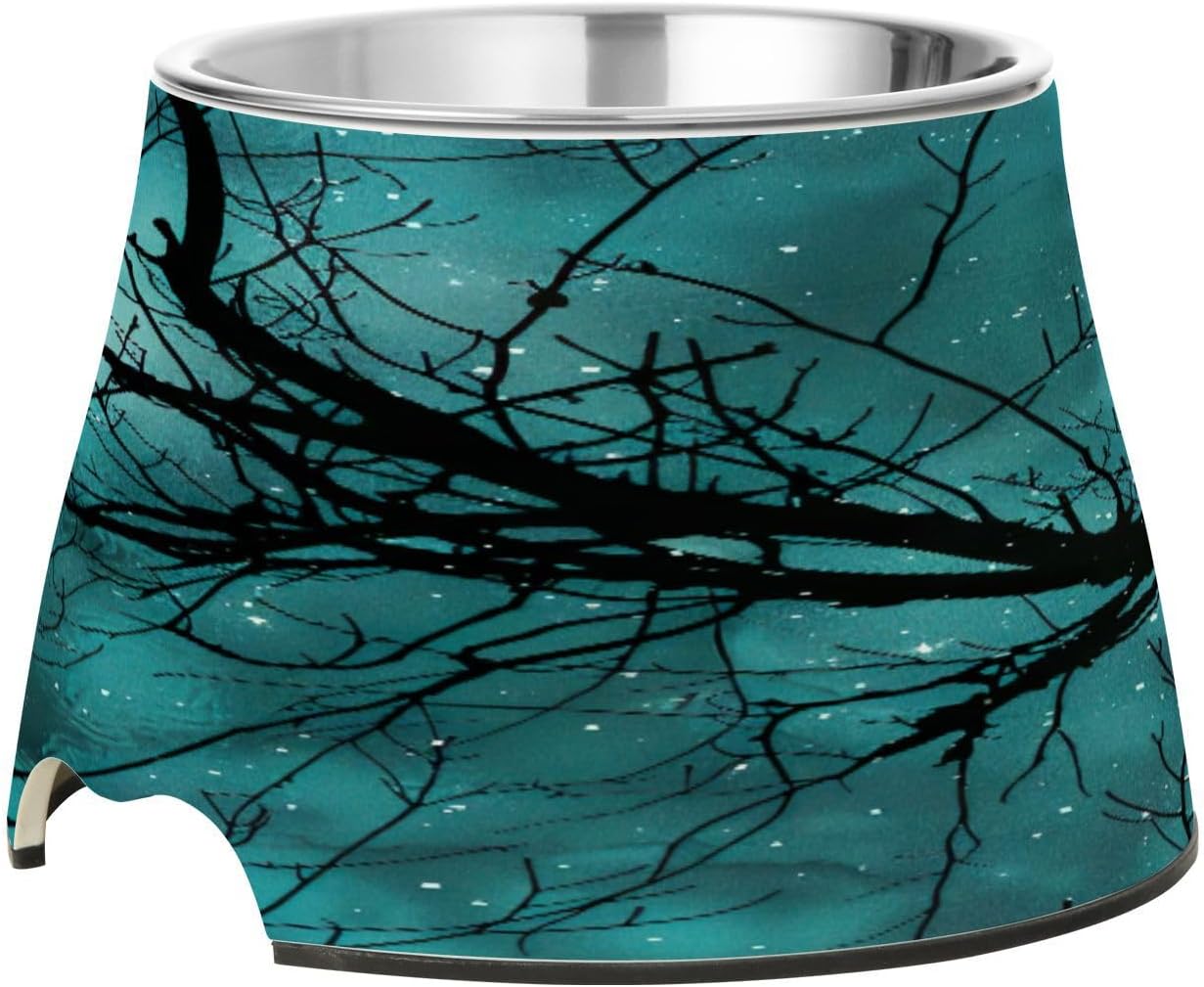 Stainless Steel Elevated Dog Bowls, Halloween Scary Night Non-Skid Spill-Proof Pet Bowl for Food & Water, Wide Anti Vomit Dishwasher Safe Pet Feeder for Small Medium Large Dog, Cat, Kitten