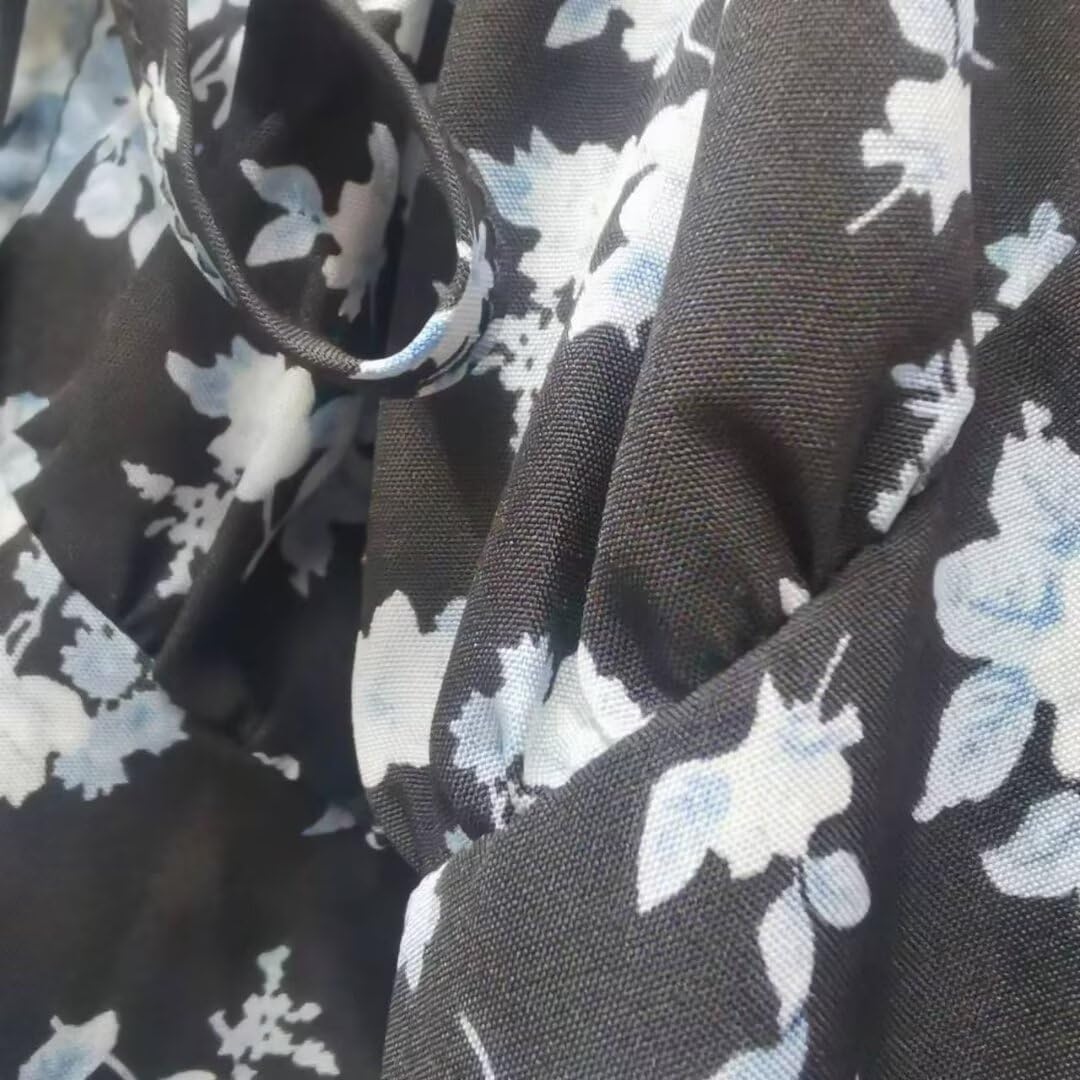 Women’s Floral Square Neck Maxi Dress Bubble Long Sleeve Side Slit Flowy Boho Dresses - Image 5