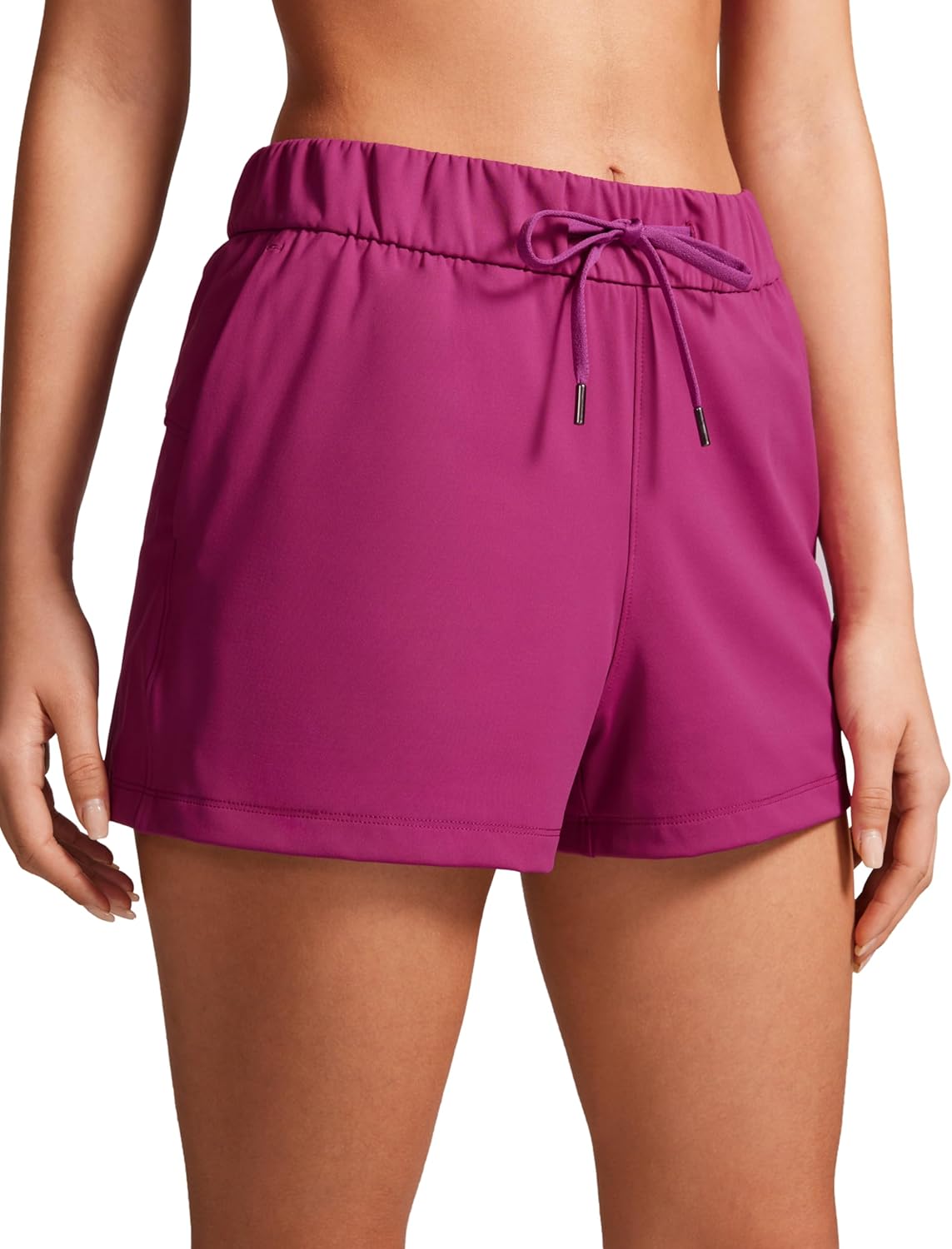 CRZ YOGA Walk The City Casual Shorts for Women 2.5" - Mid Waisted Stretch for Work Athketic Travel Hiking Golf with Pockets