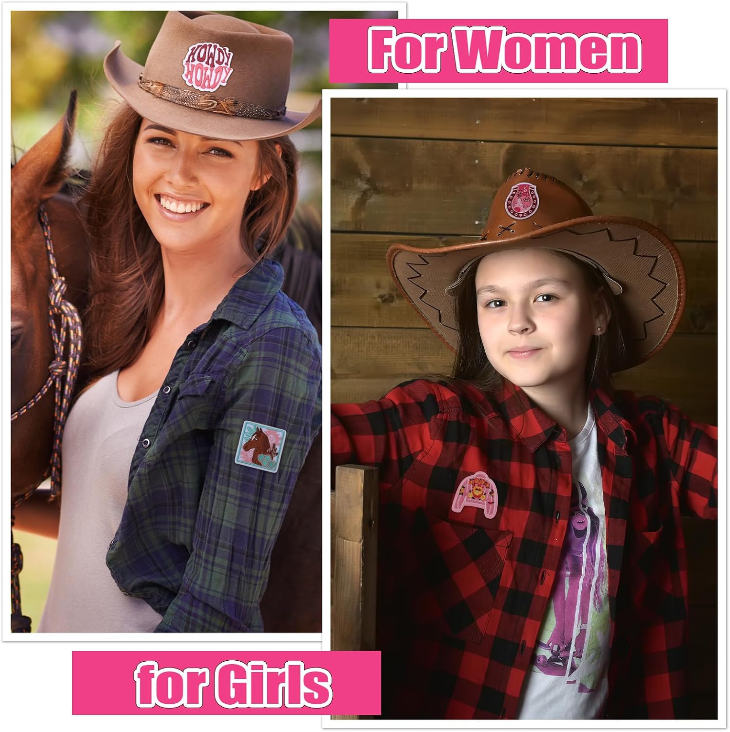 Thiccywoov 80 Pcs Pink Western Iron on Patches Bulk for Cowgirl Hats Trucker Hat Embroidered on Preppy Trucker Cap Applique Patches for Backpacks Craft Clothing DIY