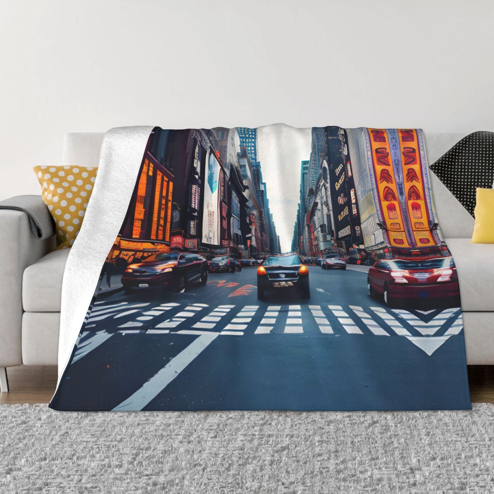 ZISHAK New York City Flannel Blanket Luxuriously Soft,For Sofa And Travel,Your Ideal Air Conditioning Blanket