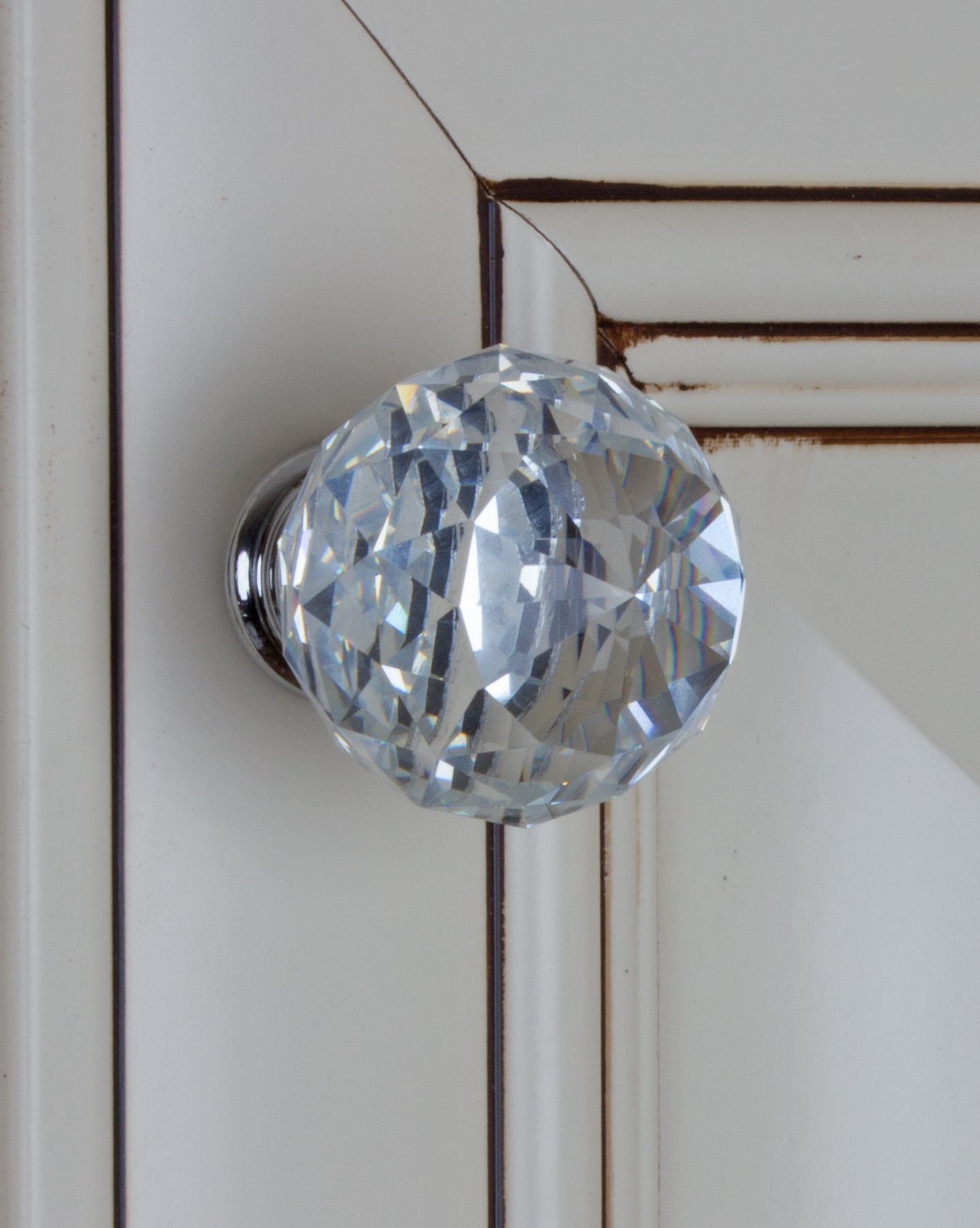 GlideRite Hardware 9003-CR-40-10 Clear Large K9 Crystal with Polished Chrome Base Cabinet Knobs 10 Pack