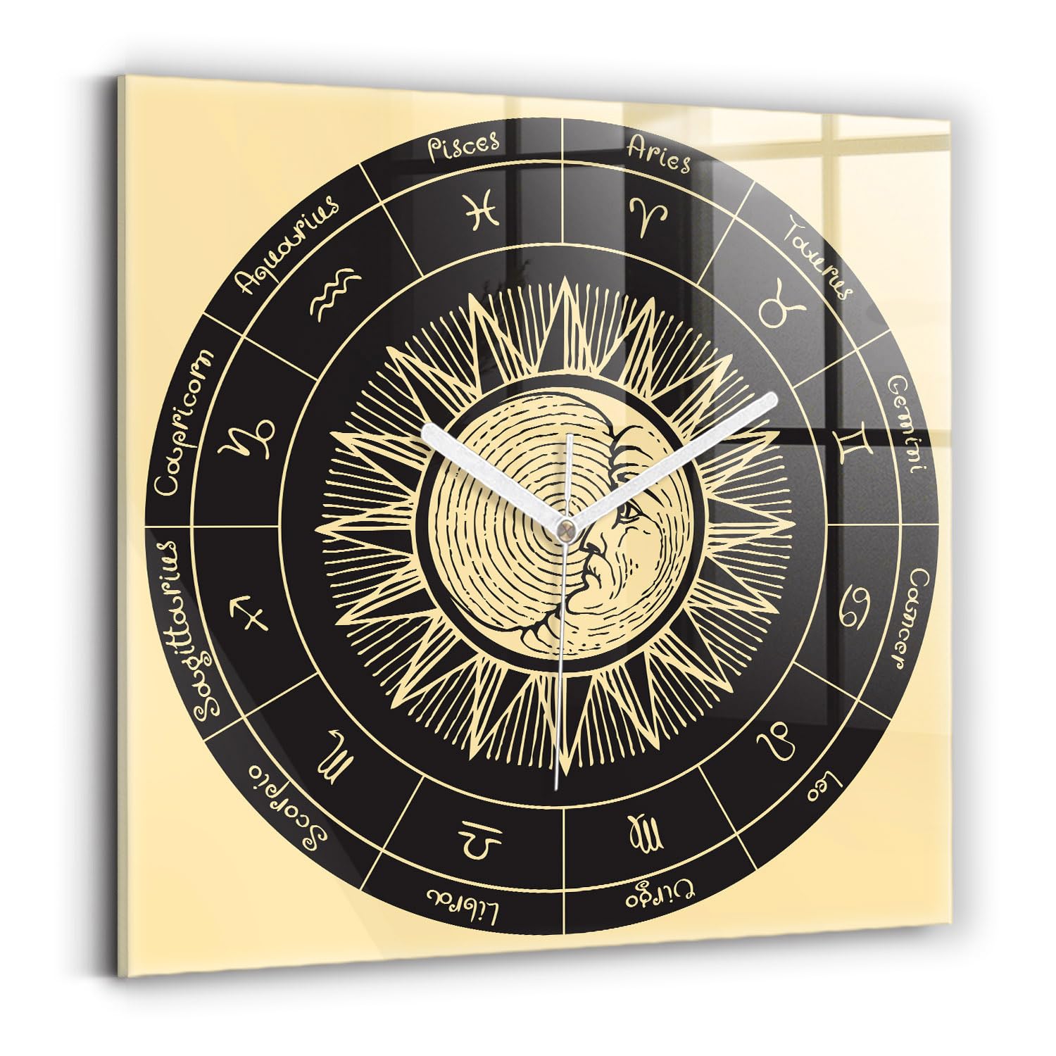 Horloge murale mains blanches Wallfluent pour décorer un salon contemporain