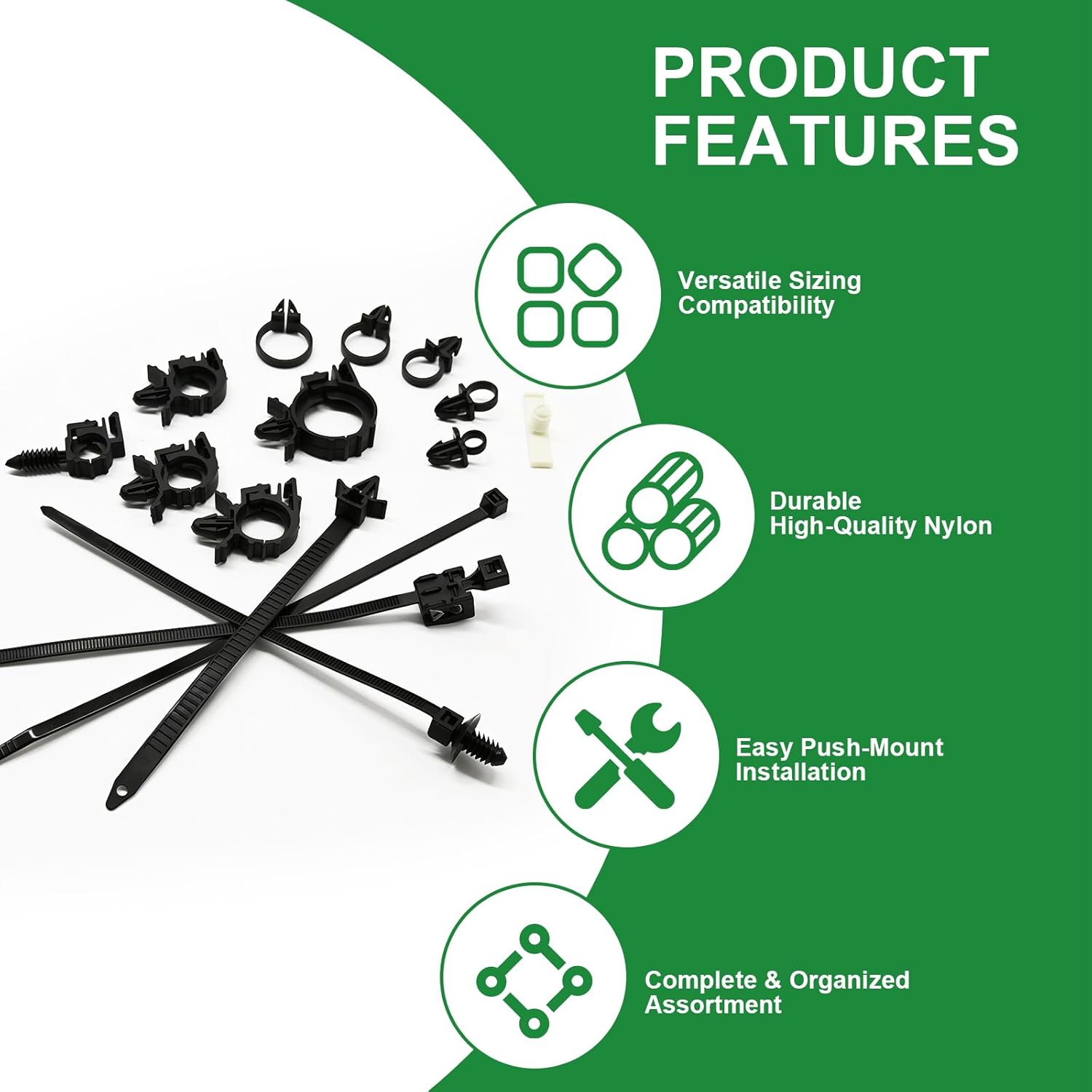 240pcs Car Wire Loom Routing Clips Assortment Kit, 15 Sizes Universal Car Wiring Harness Clips & Push Mount Cable Ties Replacement Parts for Ford Honda GM Mazda