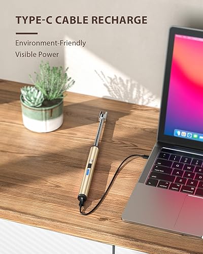 Miniatura 4 de RONXS Encendedor eléctrico recargable de arco USB con pantalla de batería LED, cuello flexible, resistente al viento, encendedores largos de plasma