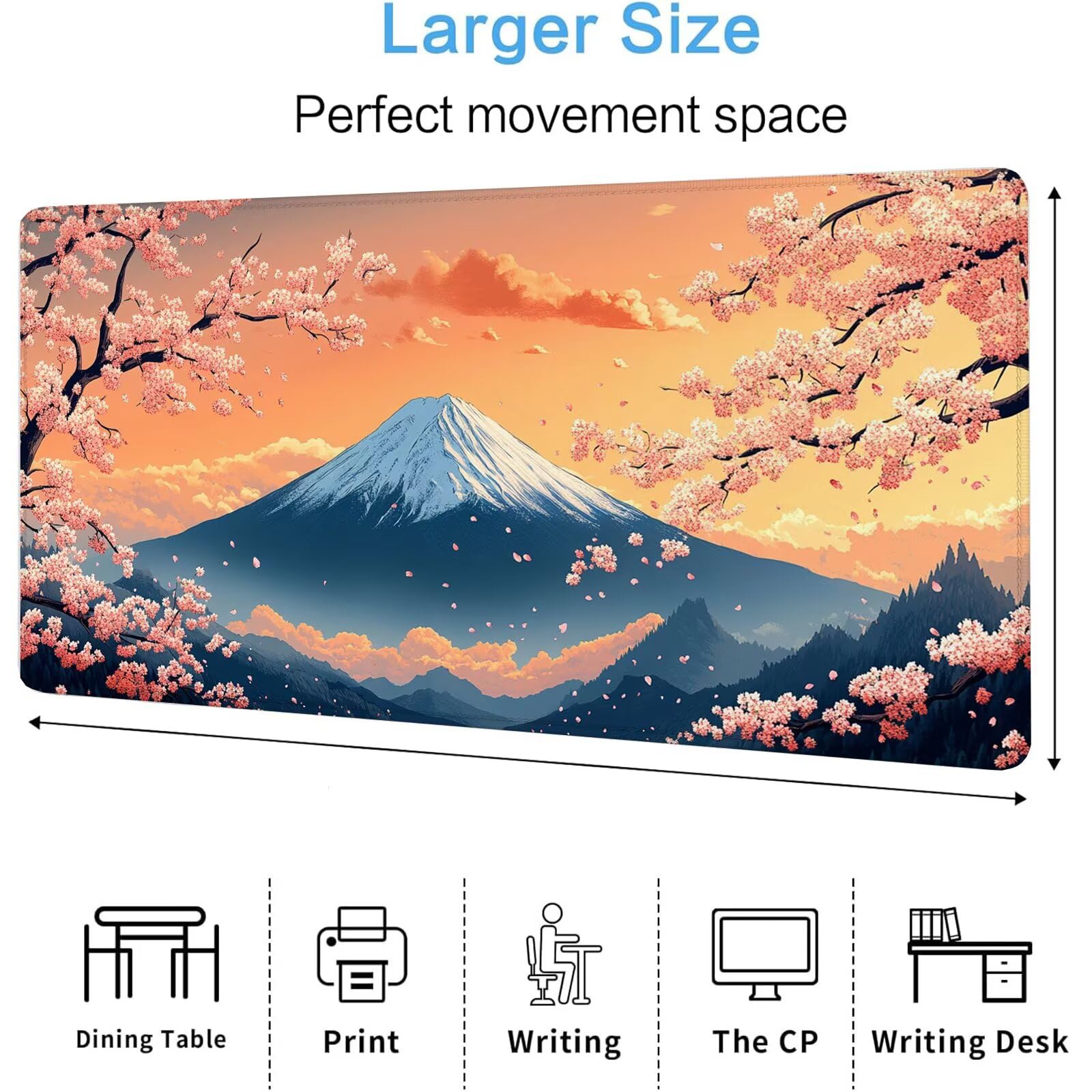 Kreskówkowa podkładka pod mysz XXL Śnieżna Góra 1600 x 800 mm Podkładka pod mysz do gier, duża wodoodporna antypoślizgowa mata na biurko, podkładka pod mysz szyte krawędzie dla graczy, komputer,