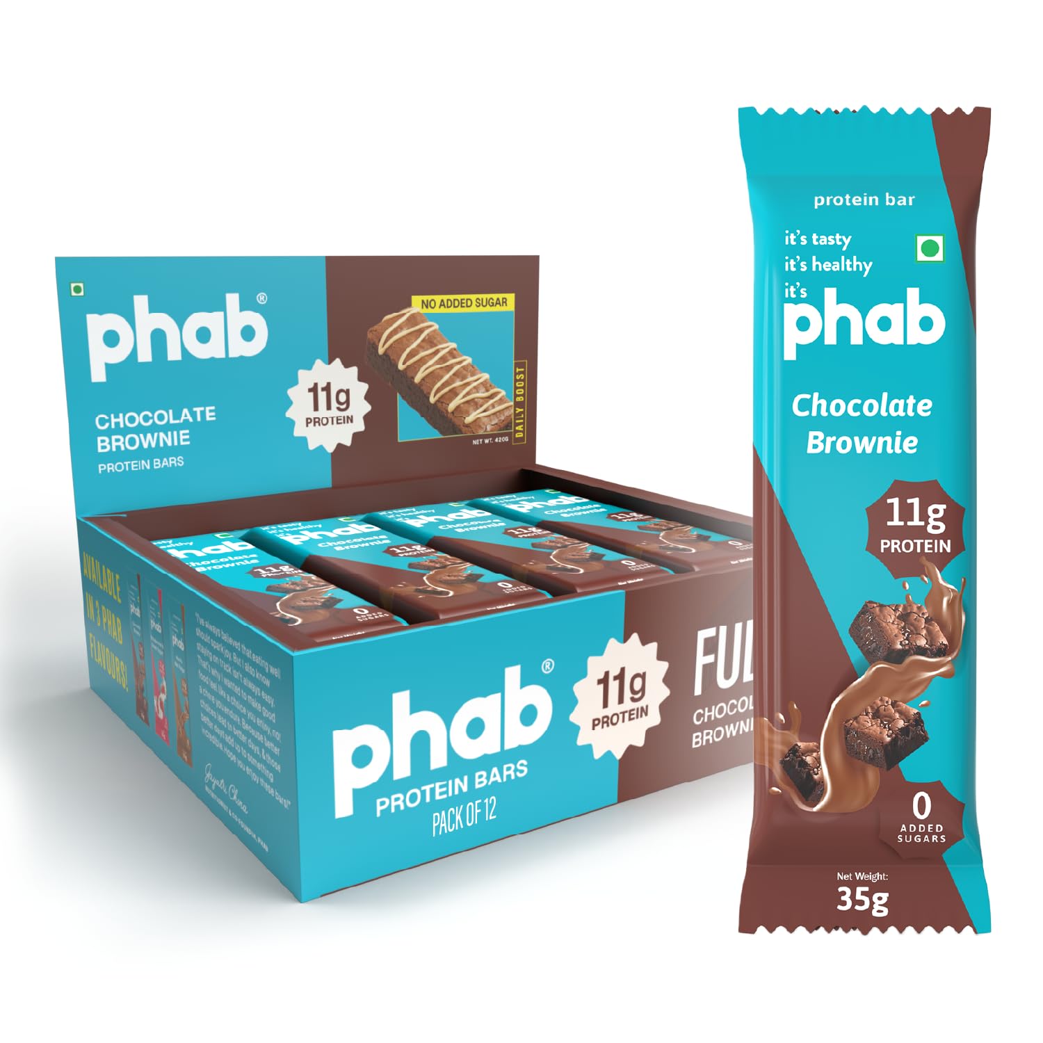 Chocolate Brownie 11G Protein Bars (Pack Of 6), Pea Isolate, High Fiber, No Preservatives For Energy, Fitness & Immunity With Goodness Of Dates & Cocoa Powder, 210 Gm