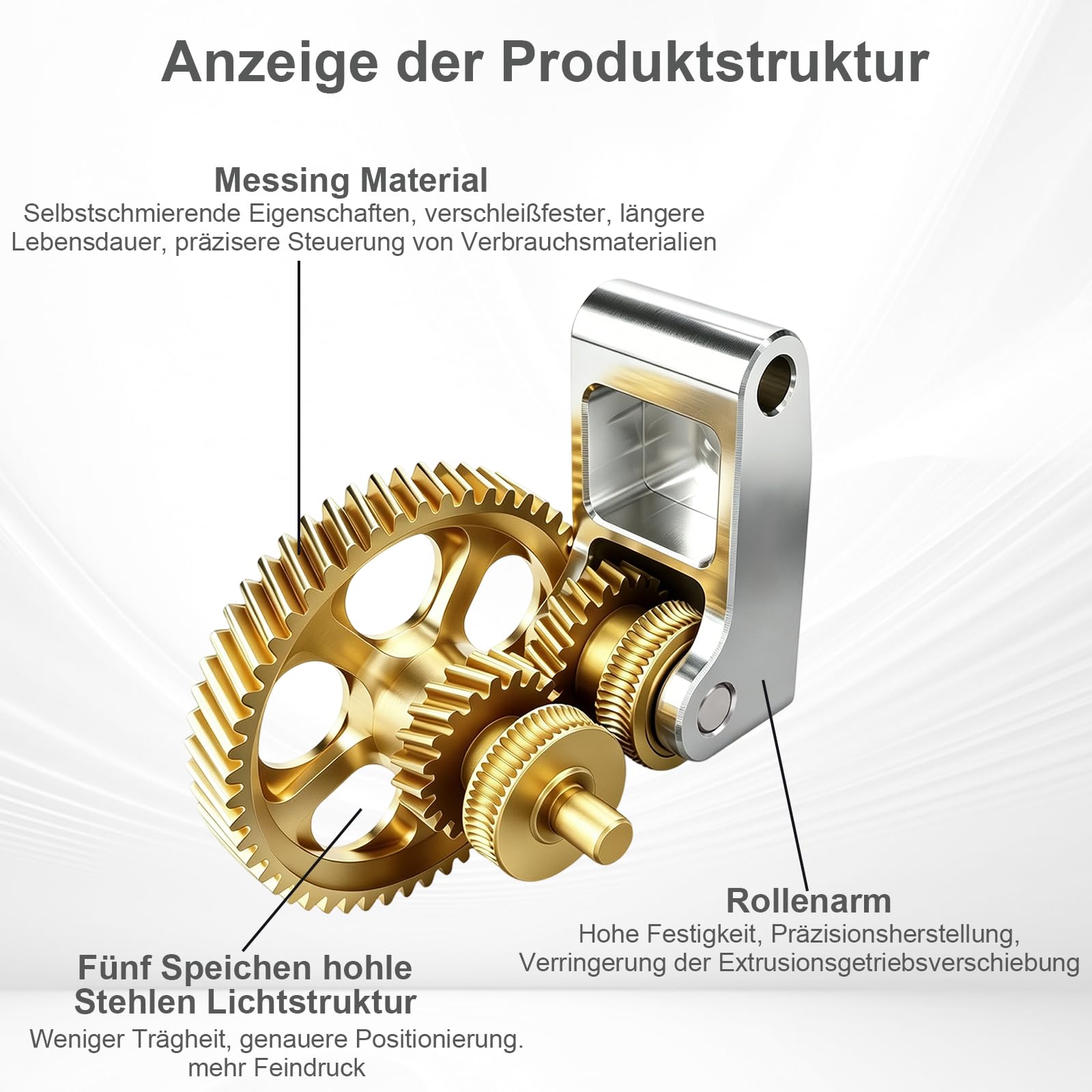 Extruder-Zahnrad für Bambu-Lab X1C P1P P1S 3D Drucker Verbesserte, verschleißfeste Zuführungsmechanik für reibungslosen Filamenttransport