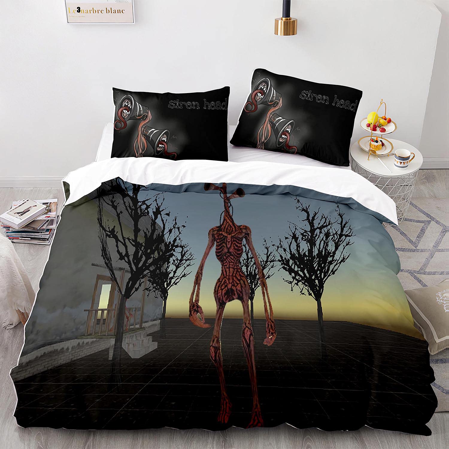 Nichiyobi 15 Siren Head Duvet Cover Bedding Set - Duvet Cover And Pillowcase, Microfibre, 3D Digital Print Three-Piece Bedding (, Single 135 X 200 Cm)