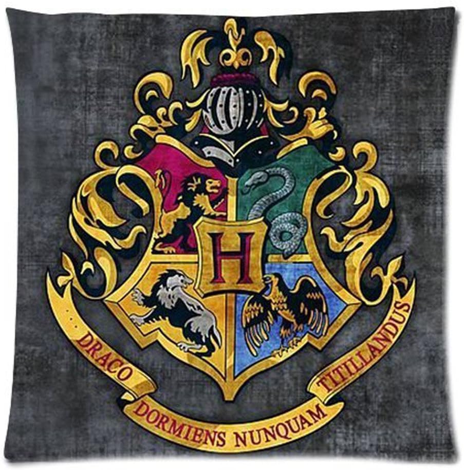 Decorbox Harry Potter Hogwarts School Sign Gryffindor Ravenclaw Hufflepuff Slytherin Custom Pillowcase Pillow Sham Throw Pillow Cushion Case Cover Two Sides Printed 18x18 Inches